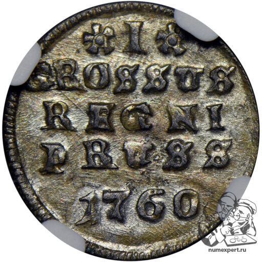 1 грош 1760 года для Пруссии (1) в слабе NGC