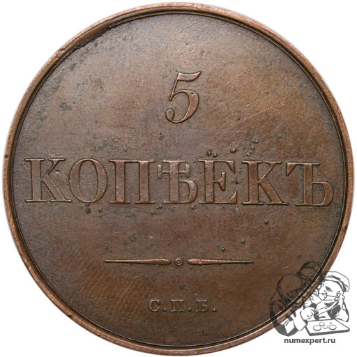 Новодел 5 копеек 1830 года. СПБ.