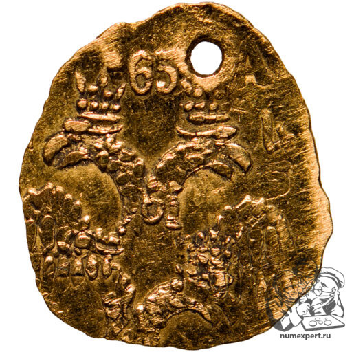 «Жалованный золотой» в ¼ угорского царя Алексея Михайловича 1654 года (1645-1676)